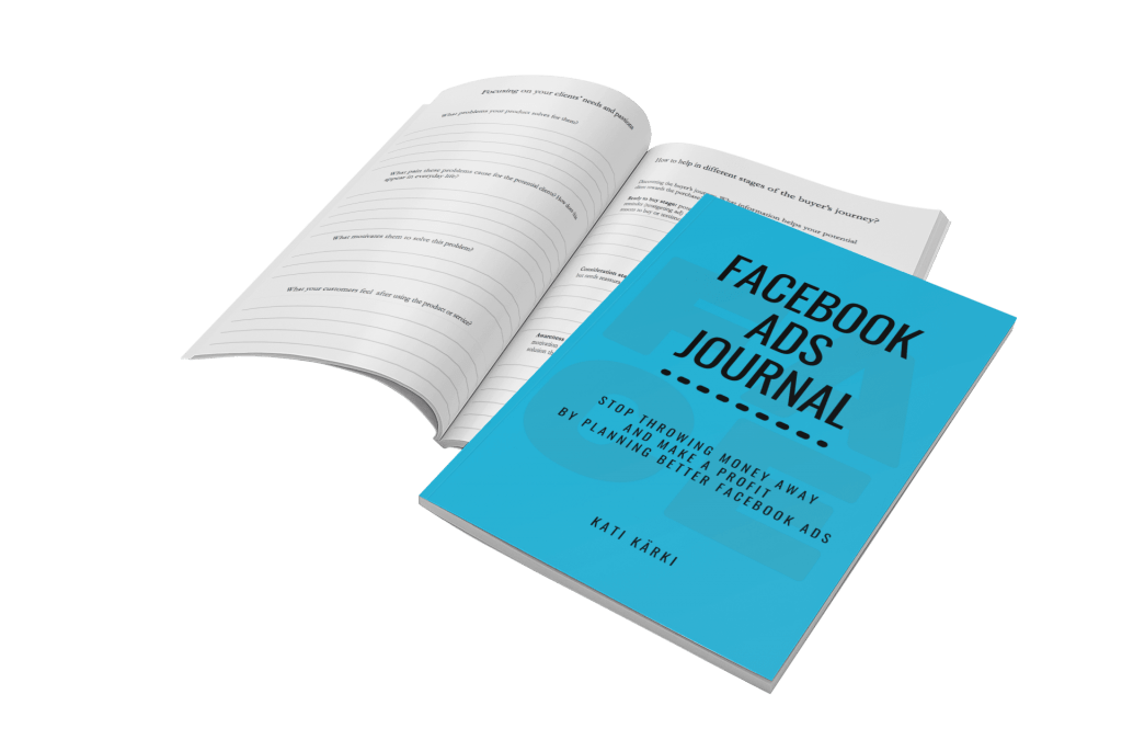 Facebook Ads cover and guided notebook interior