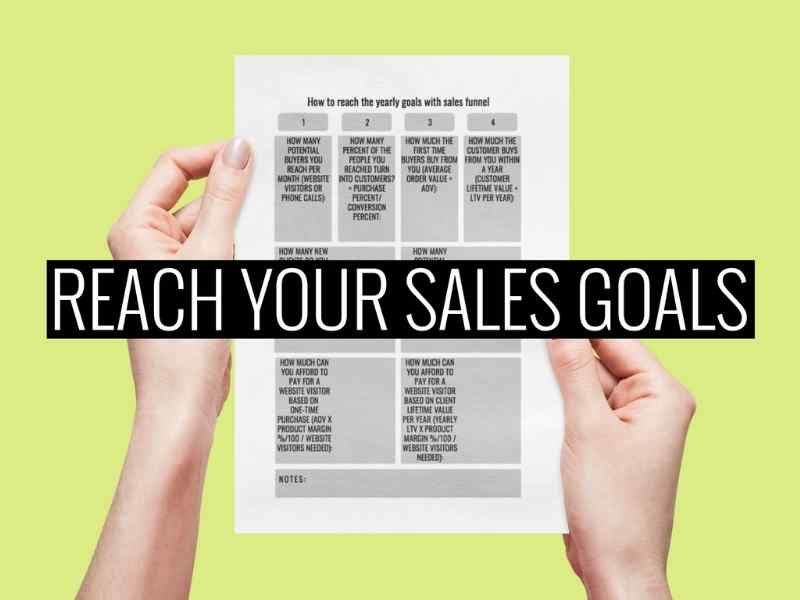 Business planner reach your sales goals